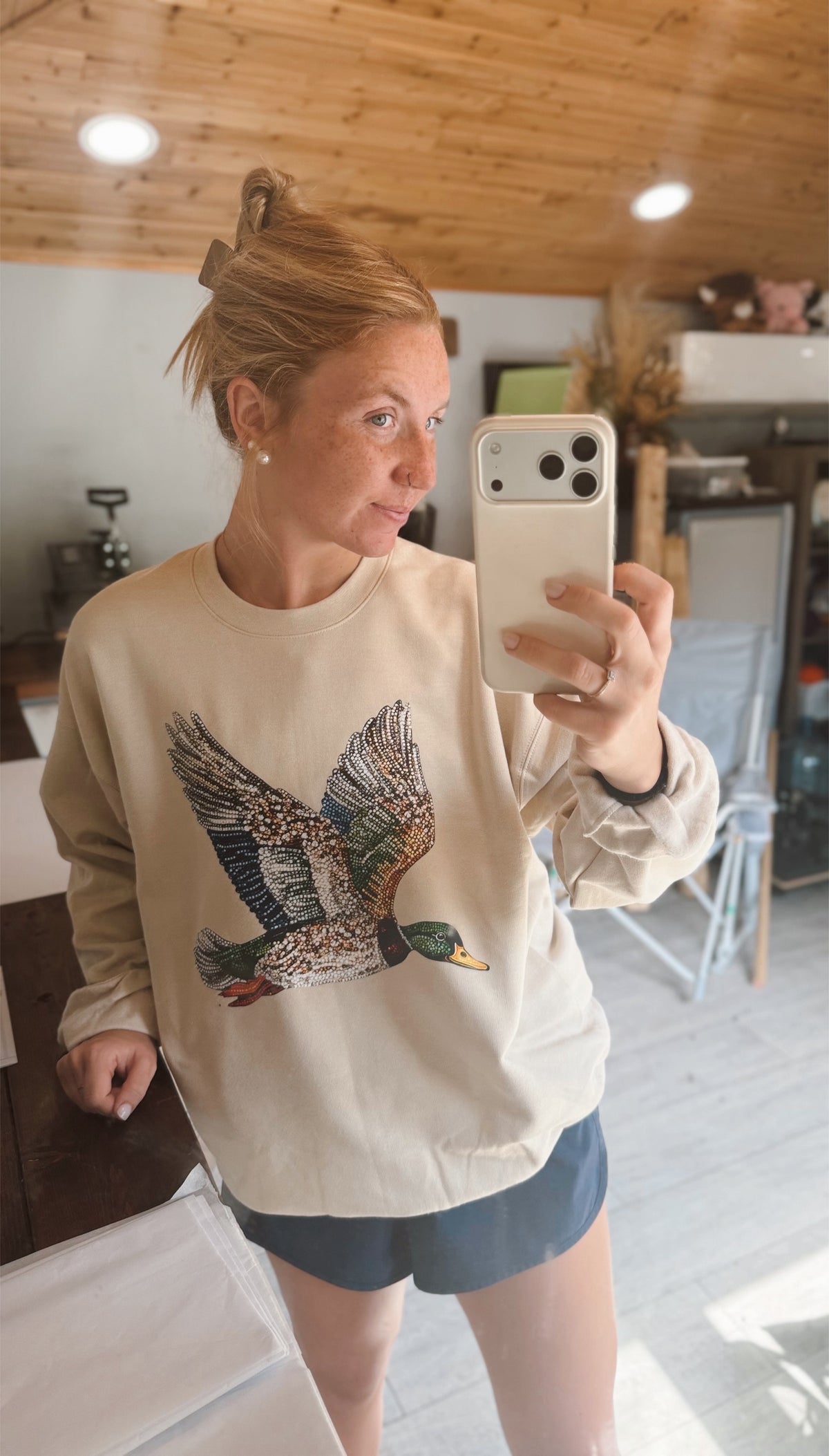 Faux Rhinestone Mallard Duck Crewneck