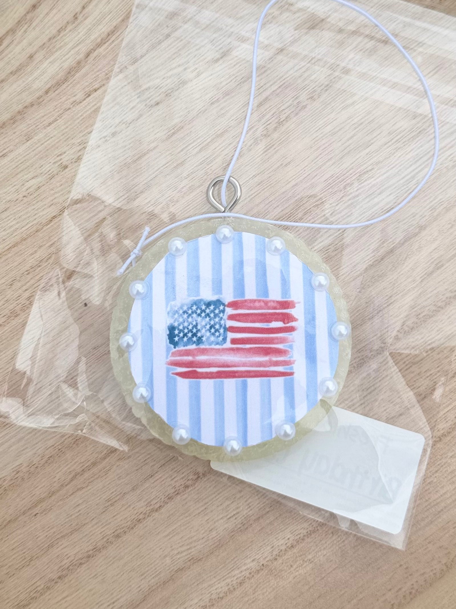Birthday cake: American Flag w/ Blue Strips Car Freshie