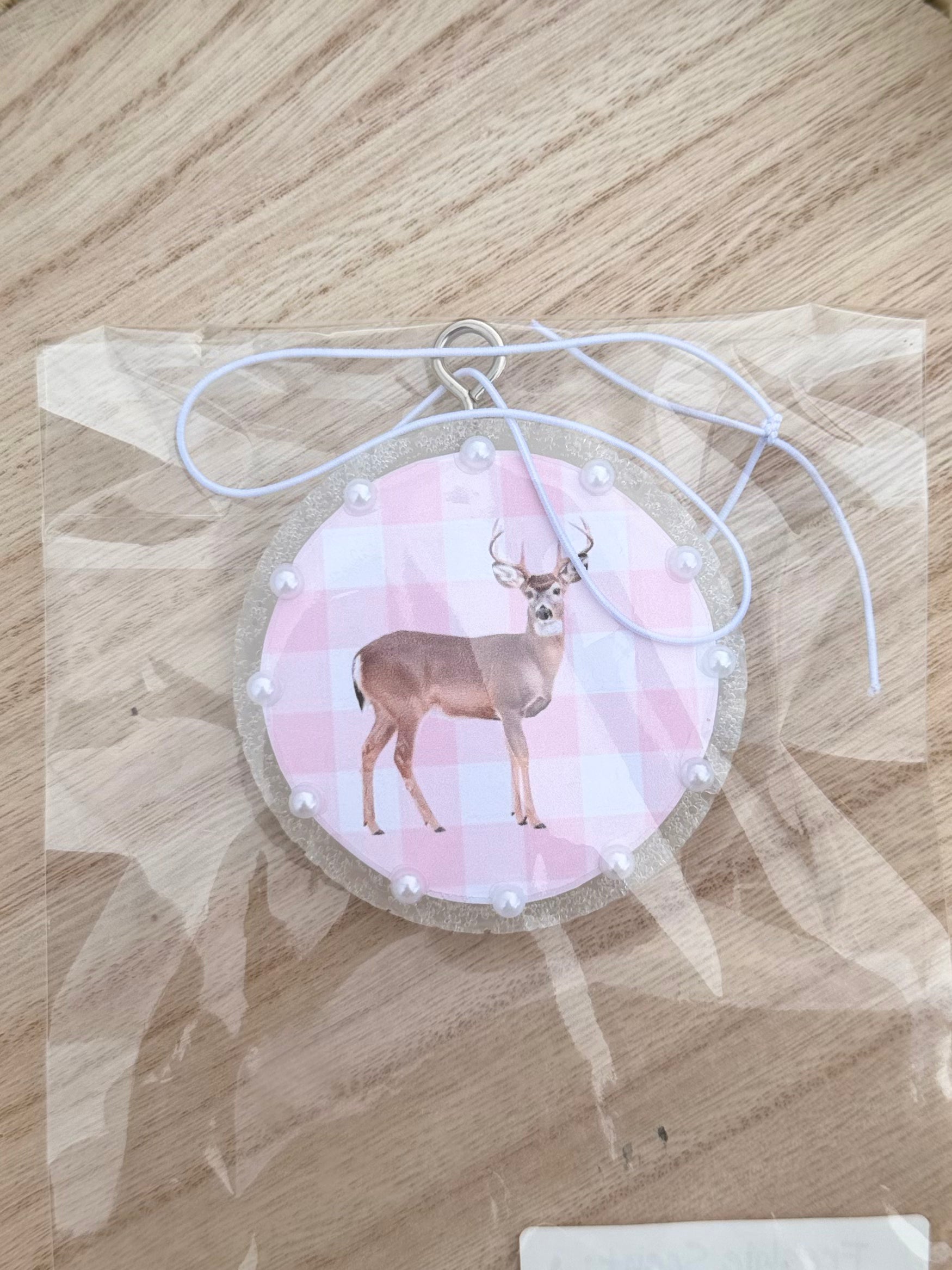 Butt Naked: Deer w/ Pink Gingham Car Freshie